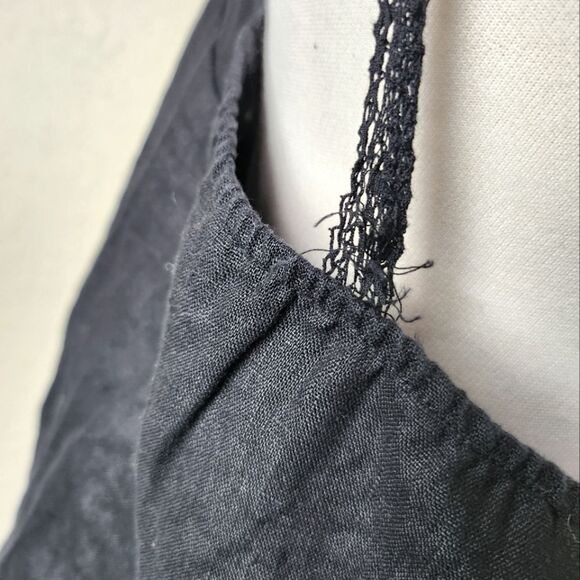 Reformation Lace Pleated Linen Top Black Womens Size XL - Picture 6 of 7